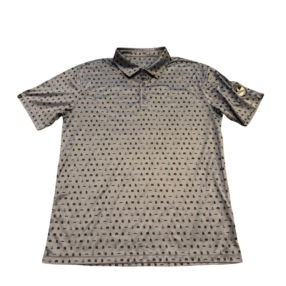 Swannies Mens Large Blue Grey Golf Polo Bradshaw Farm Anchor Beer Shirt